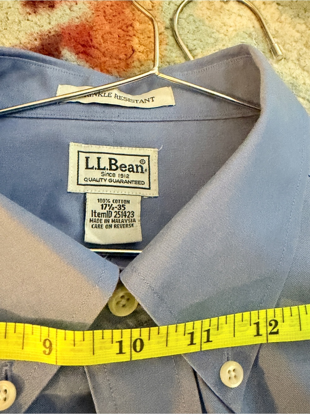L.L. Bean Men's Light Blue Cotton Button-Down Shirt
